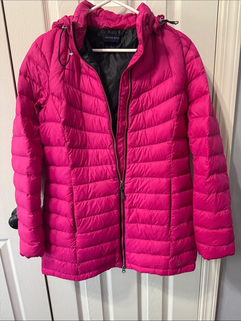 Lands' End Women's Hot Pink Quilted Packable Puffer Jacket 6-8